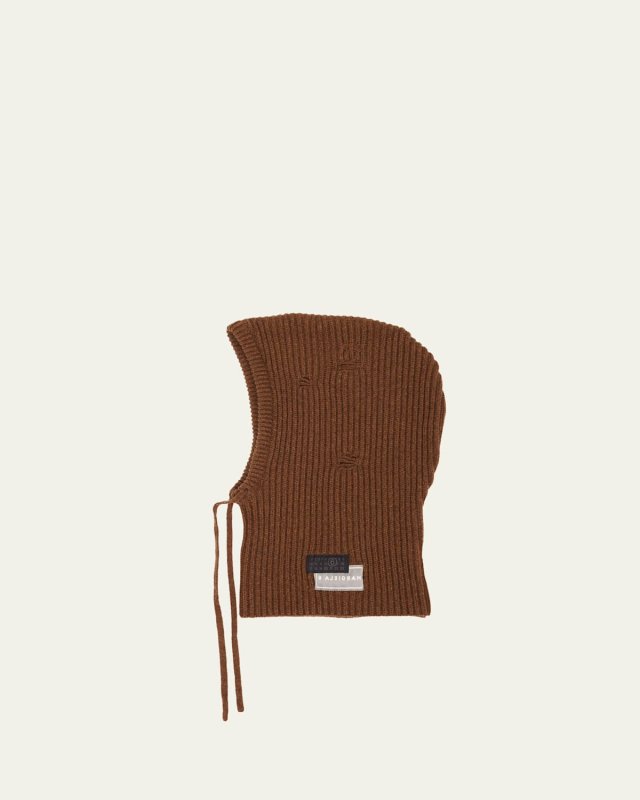 Drawstring Wool-Blend Knit Hood
